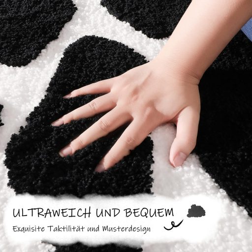 chakme Mikrofibra Kupaonski Tepih 60x152cm Protuklizni Crno-Bijeli