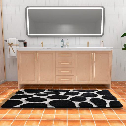 chakme Mikroszálas Fürdőszobai Szőnyeg 60x152cm Csúszásmentes Fekete-Fehér