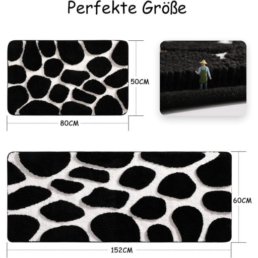 Covor baie microfibră chakme 60x152cm antiderapant negru-alb