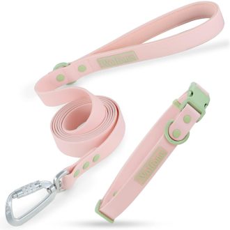   Wolfone rózsaszín vízálló kutyanyakörv és póráz szett, állítható, gyorskioldós (L)