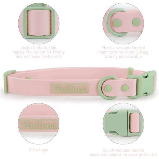 Wolfone rózsaszín vízálló kutyanyakörv és póráz szett, állítható, gyorskioldós (L)
