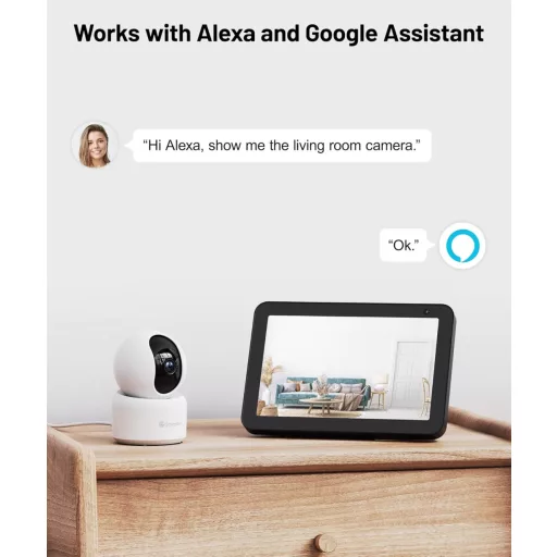 GALAYOU 2K Unutarnja Sigurnosna Kamera - Baby Monitor, Nadzor Kućnih Ljubimaca, WiFi Kamera s 360° Pogledom, Dvosmjernim Zvukom, Kompatibilna s Alexa i Google Home