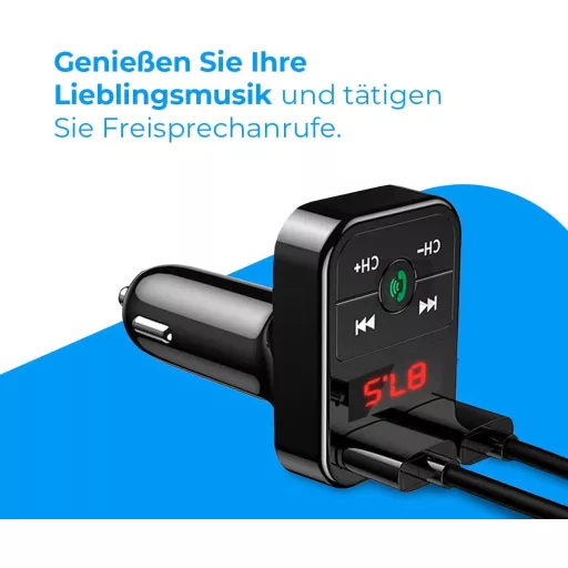 NK FM2102 Bluetooth 5.0 autós FM adó 12/24V kihangosító zenelejátszó USB gyorstöltés