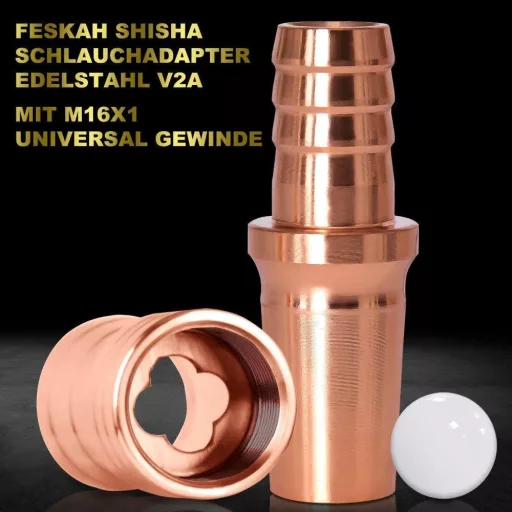 DFESKAH Rozéarany Shisha Tömlő Adapter V2A Rozsdamentes Acél, 2db Szett Újracsomagolt termék