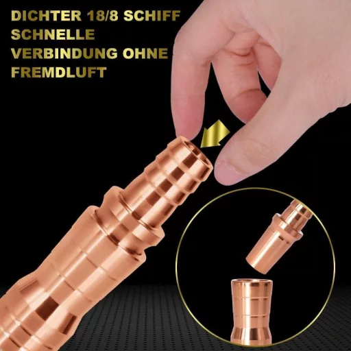 DFESKAH Rozéarany Shisha Tömlő Adapter V2A Rozsdamentes Acél, 2db Szett Újracsomagolt termék