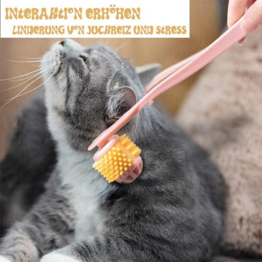 Rozi češalj za mačke s valjkom - 2u1 masažer i odstranjivač dlaka