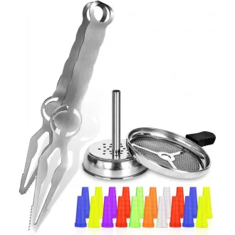   DFESKAH Színes Egyszer Használatos Higiénikus Shisha Szájdarabok 100 darabos csomagban, Ajándék Rozsdamentes Acél Széntartó Csipesz és Kandalló Tartozék