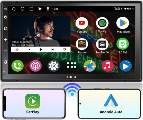 ATOTO A6PF 2DIN 7" QLED Android autórádió – 2GB+32GB, DAB+, Vezeték nélküli CarPlay és Android Auto, GPS, Wi-Fi, Bluetooth