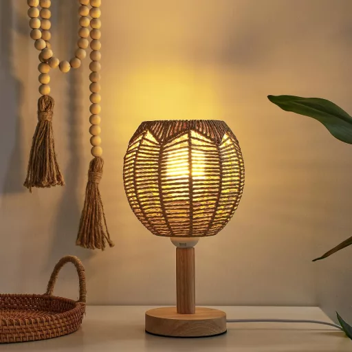 Angoily 3 darabos fonott lámpaernyő rattan függőlámpa vintage 14x15 cm