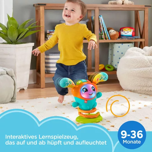 Fisher-Price DJ Hüpfi Jucărie Interactivă Dansatoare - Jucărie Muzicală, cu Mișcare, pentru Copii de la 9 Luni, în Limba Germană, cu Baterii, Multicoloră