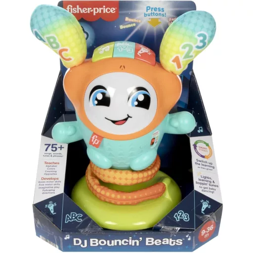 Fisher-Price DJ Hüpfi Jucărie Interactivă Dansatoare - Jucărie Muzicală, cu Mișcare, pentru Copii de la 9 Luni, în Limba Germană, cu Baterii, Multicoloră