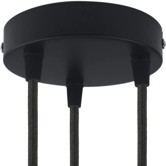   Set rozetă plafon ZOHAR Negru pentru montaj lustră suspendată cu 3 căi - Cu clemă de detensionare și accesorii de montaj