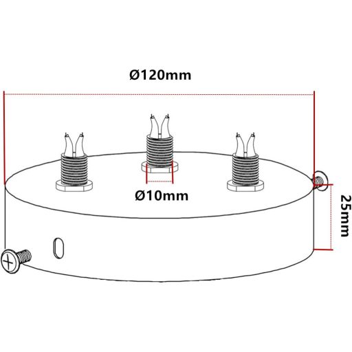 Set rozetă plafon ZOHAR Negru pentru montaj lustră suspendată cu 3 căi - Cu clemă de detensionare și accesorii de montaj