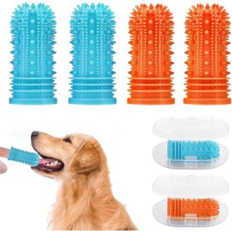 Plavo-narančasti set četkica za pseće zube, 4 komada