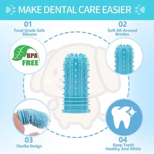 Plavo-narančasti set četkica za pseće zube, 4 komada