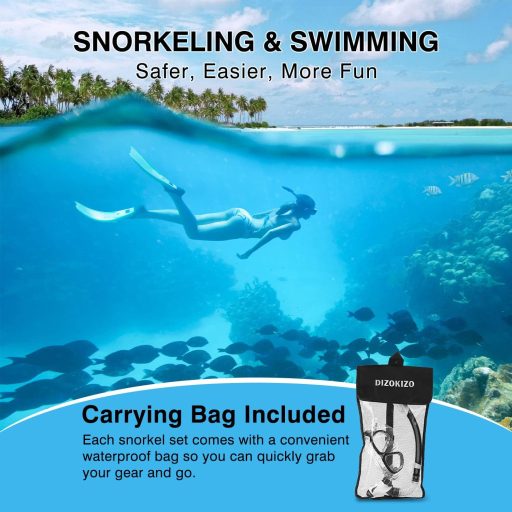 Set Dizokizo snorkel, mască panoramică anti-infiltrații pentru adulți, pentru snorkeling