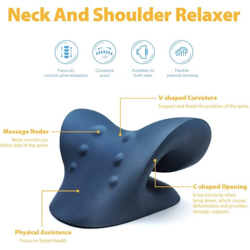 Pernă de masaj pentru gât și umeri Anzorhal, tractor cervical, ameliorarea durerii, bleumarin