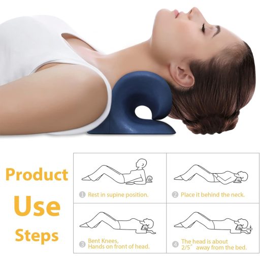 Pernă de masaj pentru gât și umeri Anzorhal, tractor cervical, ameliorarea durerii, bleumarin