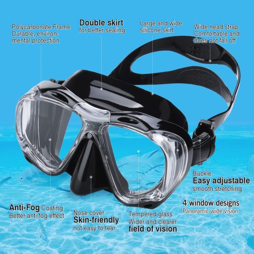 Dizokizo Snorkel Szett Felnőtt Panoráma Maszk Anti-Fog Szivárgásmentes Búvárkodáshoz