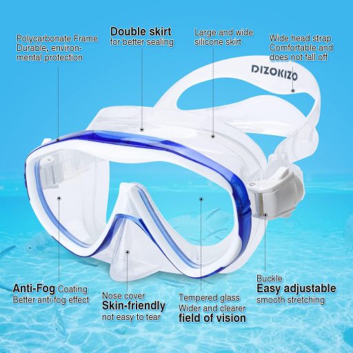 Dizokizo Snorkel Szett Széles Látómezővel, Profi Búvárkodás Maszk Páramentesítéssel