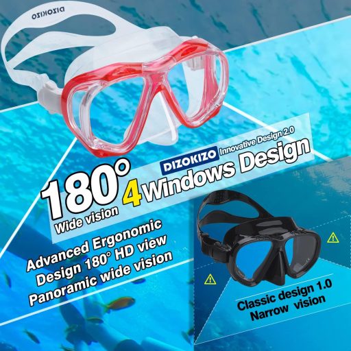 Dizokizo Snorkel Szett Felnőtt Panoráma Maszk Anti-Fog Szivárgásmentes Búvárkodáshoz
