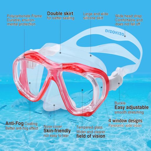 Dizokizo Snorkel Szett Felnőtt Panoráma Maszk Anti-Fog Szivárgásmentes Búvárkodáshoz