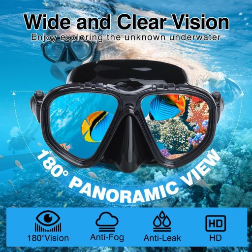 Dizokizo Snorkel Szett Felnőtt Panoráma Maszk Anti-Fog Szivárgásmentes Búvárkodáshoz
