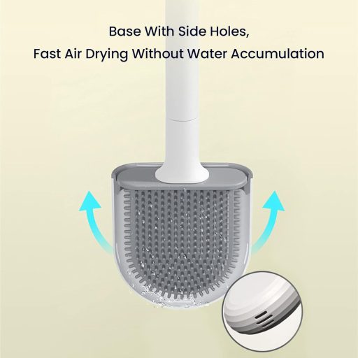 DENTSHIELD Fekete Szilikon WC Kefe Szivárgásmentes Tartóval - Gyorsan Száradó, Hordozható Fürdőszobai Kefe Hosszú Ergonomikus Fogantyúval