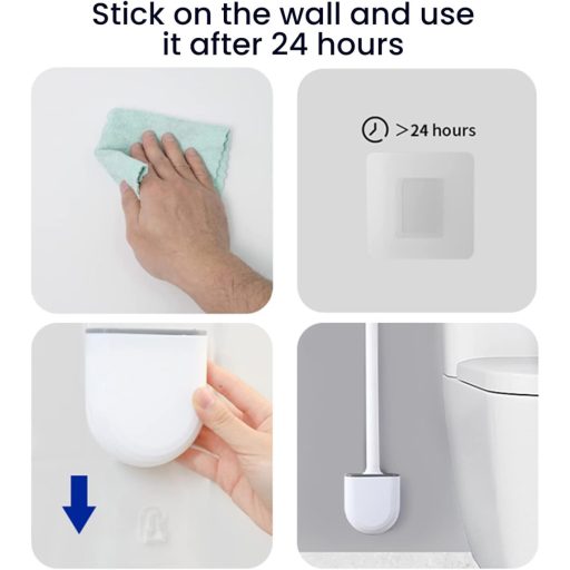 DENTSHIELD Fekete Szilikon WC Kefe Szivárgásmentes Tartóval - Gyorsan Száradó, Hordozható Fürdőszobai Kefe Hosszú Ergonomikus Fogantyúval