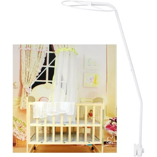 Nicoone Podesivi Set za Držač Mreže Protiv Komaraca za Krevetić - Bijeli Baldahin Okvir za Montažu u Dječju Sobu, 42x34 cm