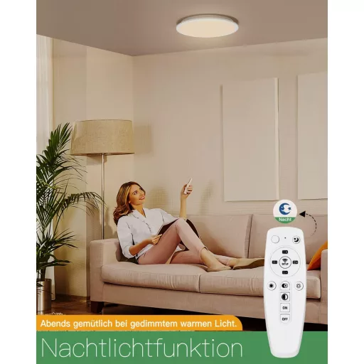 Lampă LED de plafon Dexnump, dimabilă, 24W, 2400 lumeni, baie, albă, 30cm