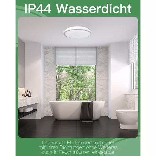 Lampă LED de plafon Dexnump, dimabilă, 24W, 2400 lumeni, baie, albă, 30cm