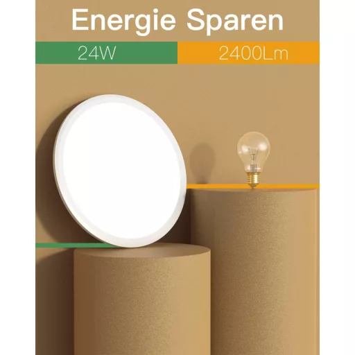 Lampă LED de plafon Dexnump, dimabilă, 24W, 2400 lumeni, baie, albă, 30cm