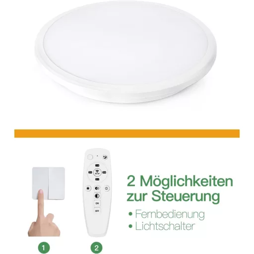 Lampă LED de plafon Dexnump, dimabilă, 24W, 2400 lumeni, baie, albă, 30cm