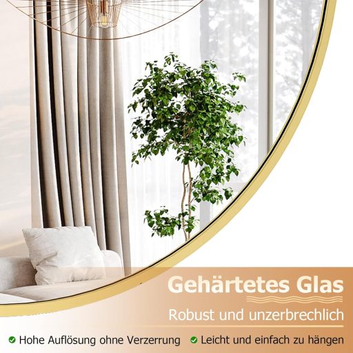 Oglindă rotundă neagră Koonmi, 70 cm, cu ramă de aluminiu - Pentru baie, living, dormitor, hol - Decorațiune de perete