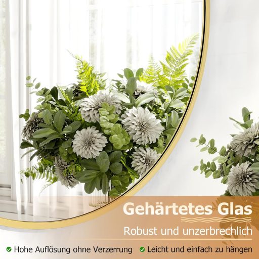 Koonmi 70 cm Okrúhle Čierne Zrkadlo s Hliníkovým Rámom - Do kúpeľne, obývačky, spálne, predsiene - Nástenná dekorácia