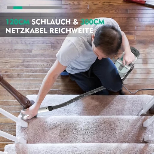 HAUSHOF StainZapper Szőnyeg- és Kárpittisztító Porszívó 400W, Folteltávolító Funkcióval, Kanapéhoz, Autóüléshez, Lépcsőhöz, 1,1L Tartállyal