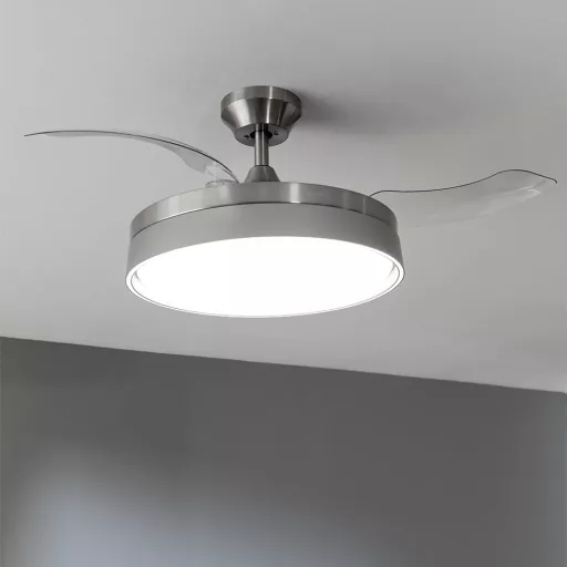 Ventilator de tavan cu palete pliabile Cecotec Aero 4280 cu lampă LED 106cm - Oțel inoxidabil