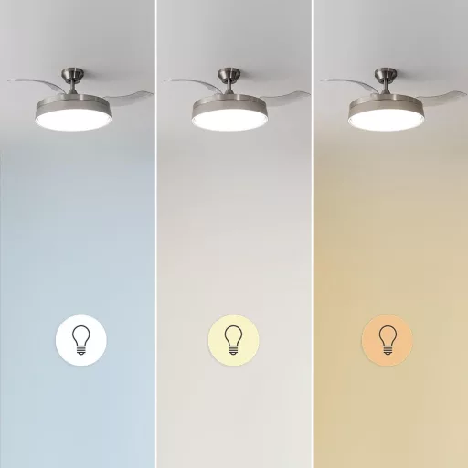 Ventilator de tavan cu palete pliabile Cecotec Aero 4280 cu lampă LED 106cm - Oțel inoxidabil