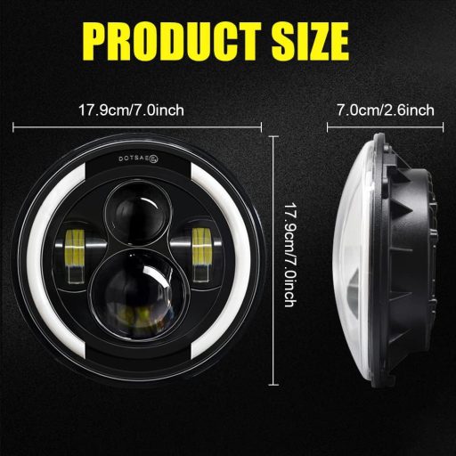 Kairiyard 7-palcový LED svetlomet 100W 10000LM Angel Eyes 4-režimové offroad svetlo pre Wrangler Hummer