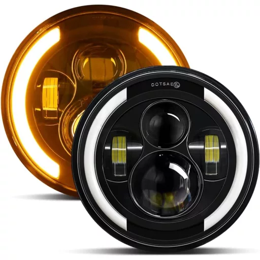 Kairiyard 7 Inch LED Fényszóró 100W 10000LM Angel Eyes 4 Módú Offroad Lámpa Wrangler Hummer