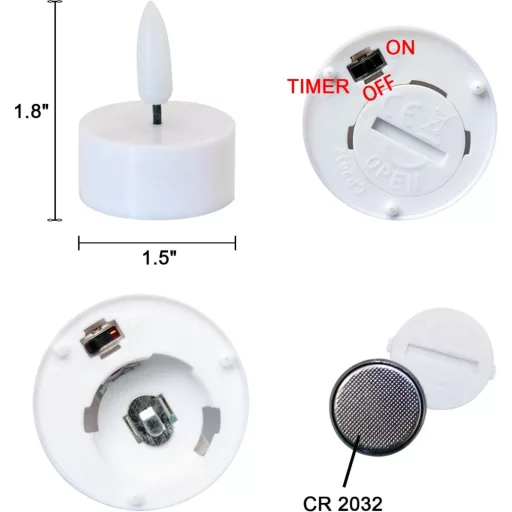 Eldnacele 12 LED električnih čajnih svijeća s 6-satnim timerom, dekorativne svijeće s efektom treperenja