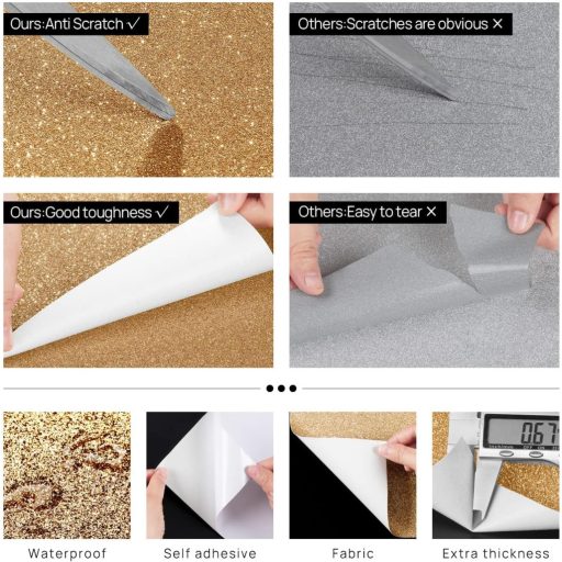 FunStick Csillogó Arany Öntapadós Tapéta 240cm - Fényes Glitter Faldekoráció