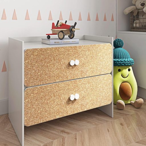 Tapet autoadeziv auriu cu sclipici FunStick 240 cm - Decor de perete strălucitor cu sclipici