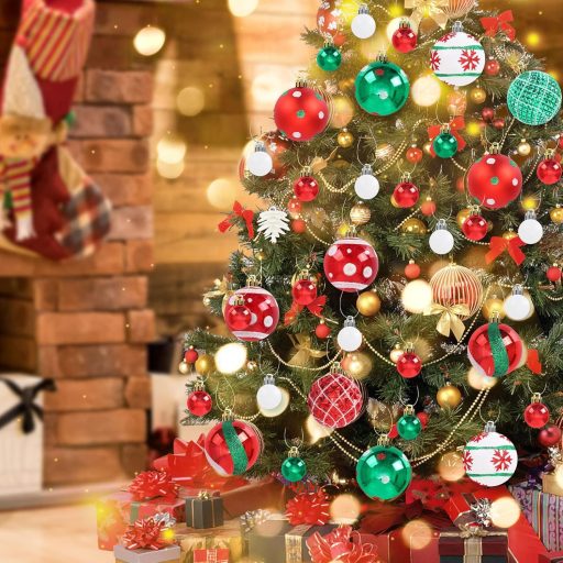 TSLBW 42 darabos karácsonyi gömb szett fenyőfára, csillogó dekorációs baubles