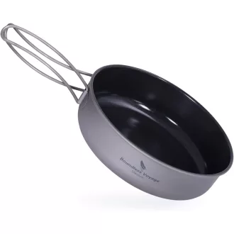   Boundless Voyage Titánium Összecsukható Serpenyő - Tapadásmentes Kempingfőző Edény Túrázáshoz, Kiránduláshoz - 15cm Átmérőjű Gázfőzővel Komp