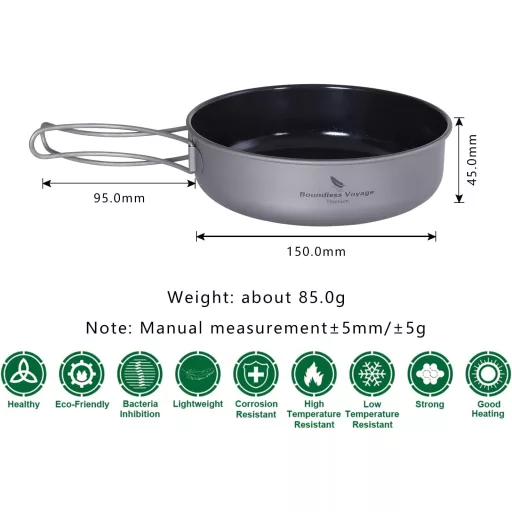 Boundless Voyage Tigaie Titan Pliabilă - Antiaderentă, Ustensilă de Gătit pentru Camping, Drumeții - 15cm Diametru, Compatibilă cu Arzător pe Gaz