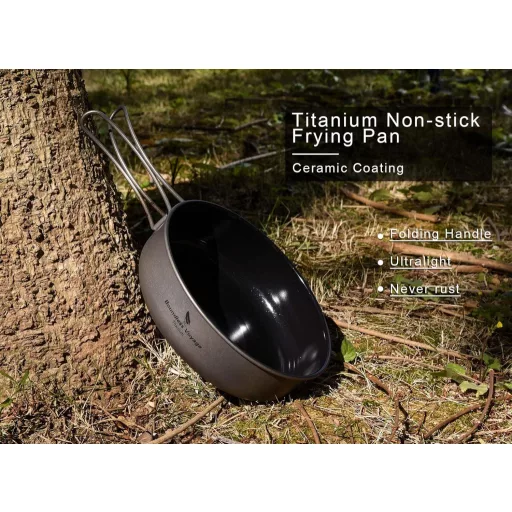Boundless Voyage Tigaie Titan Pliabilă - Antiaderentă, Ustensilă de Gătit pentru Camping, Drumeții - 15cm Diametru, Compatibilă cu Arzător pe Gaz