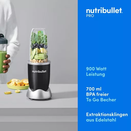 NutriBullet Pro 900W mixér čierny – Rýchly výrobník smoothie so 700 ml nádobou