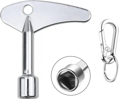 Cheie universală triunghiulară metalică pentru deschiderea radiatoarelor și a cutiilor de contoare.